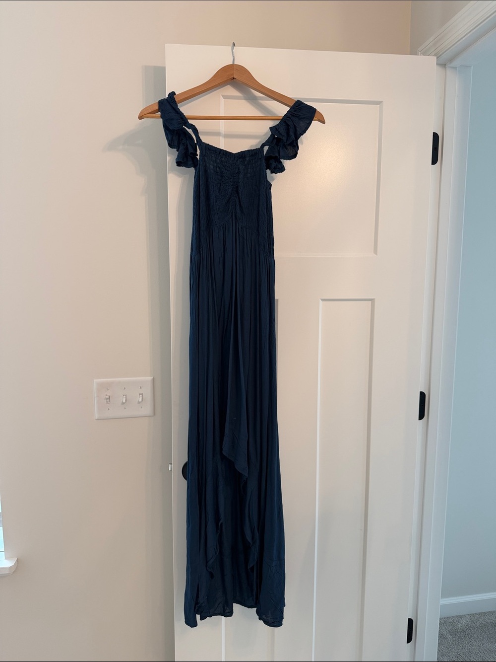 Navy Off-Shoulder Maxi Dress